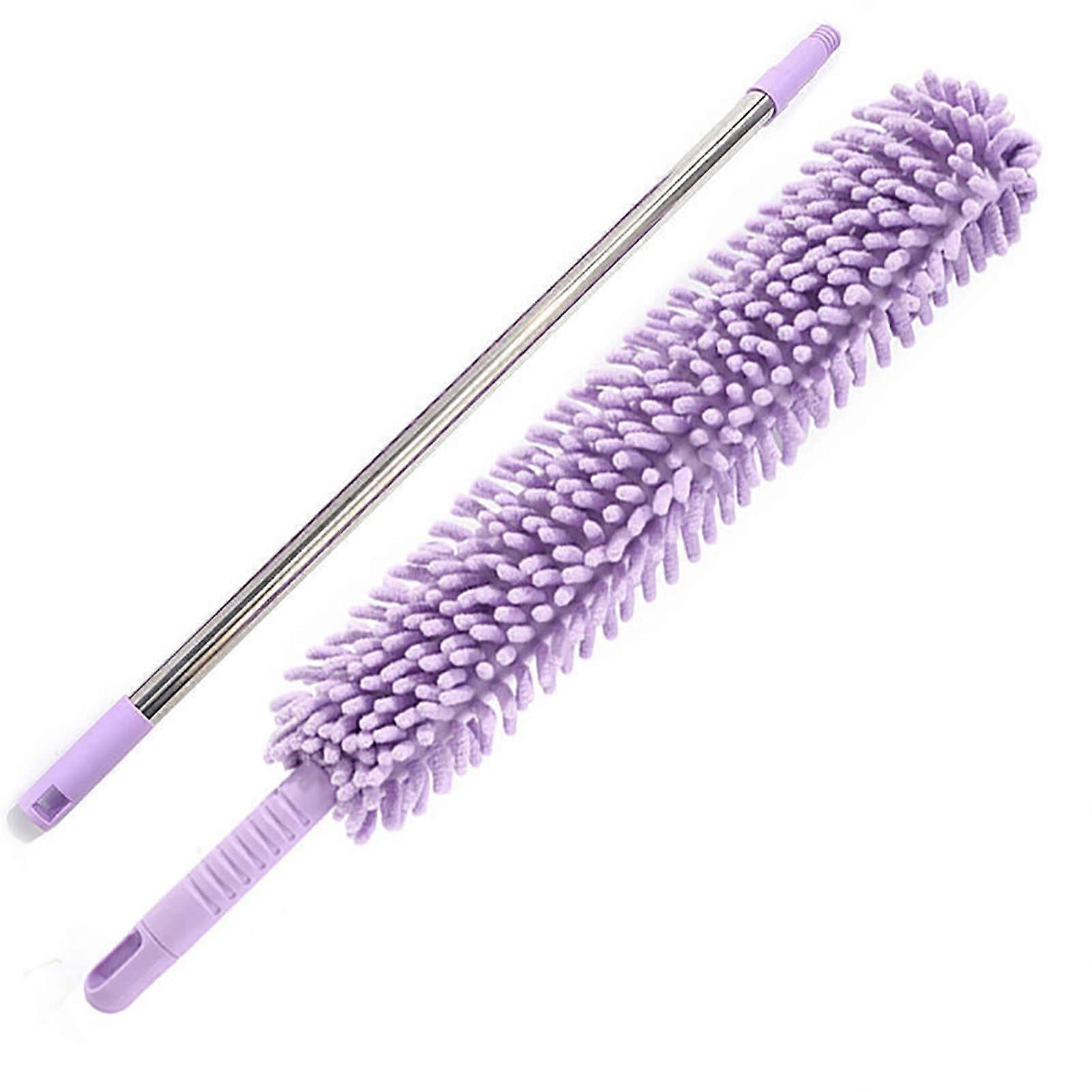 Feather Duster and Microfiber Duster with Extension Pole, Bendable Washable for Home and Car (Purple)