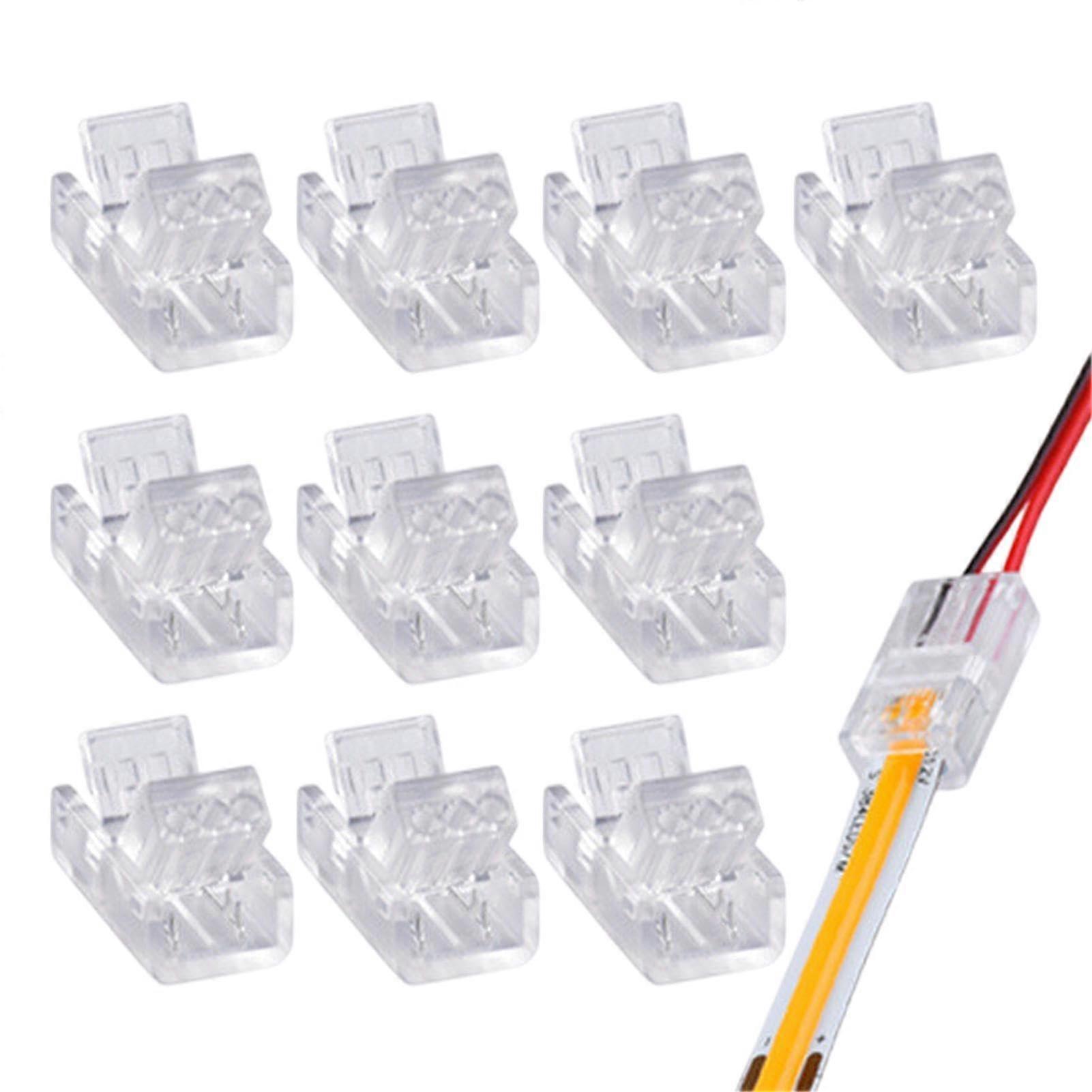 COB LED Strip Connectors 2 Pin 8mm Solderless Quick Connection Gapless Corner Adapter