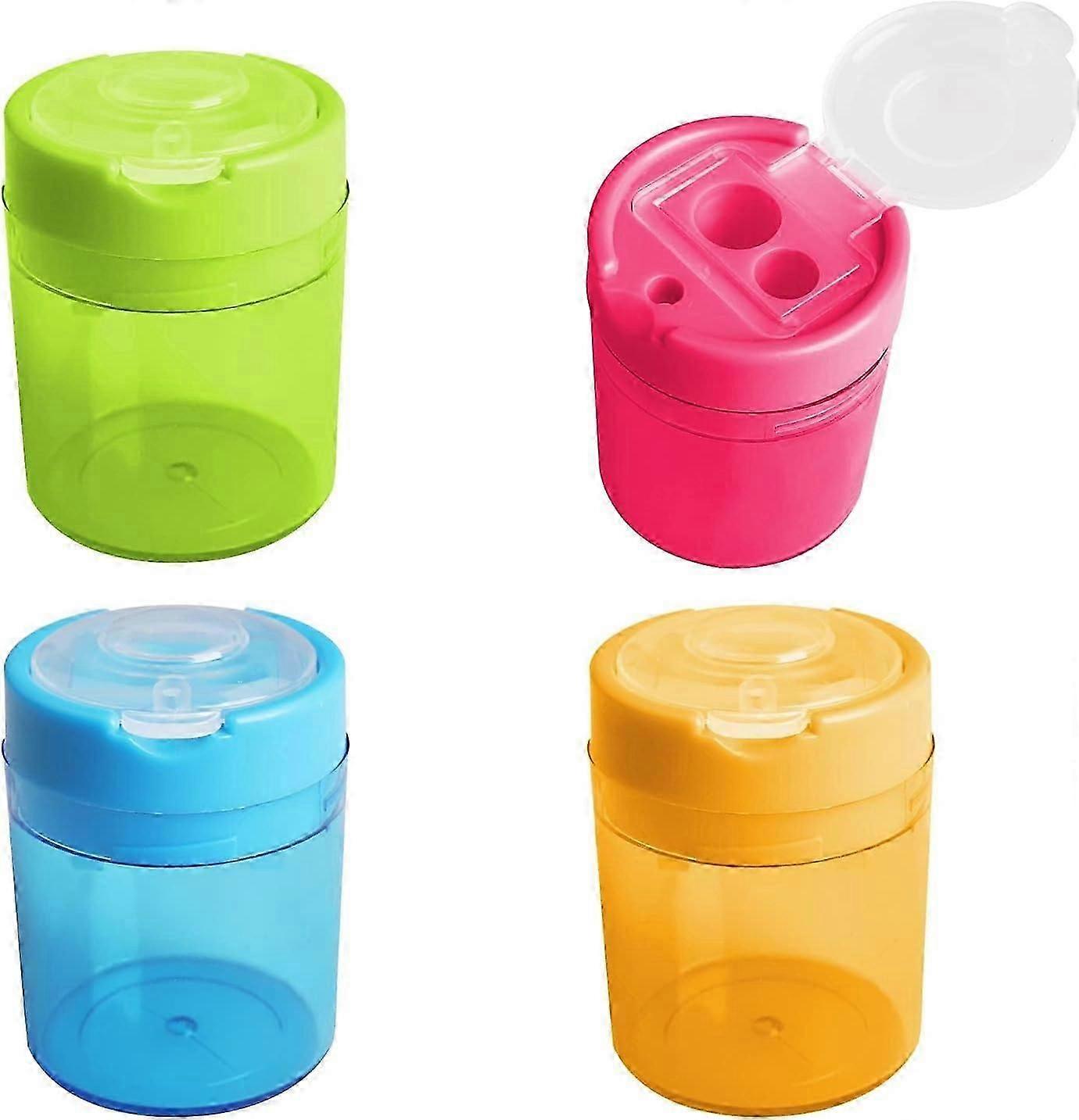 4pcs pencil sharpener,manual sharpener,double-hole pencil sharpener with lid (random color)