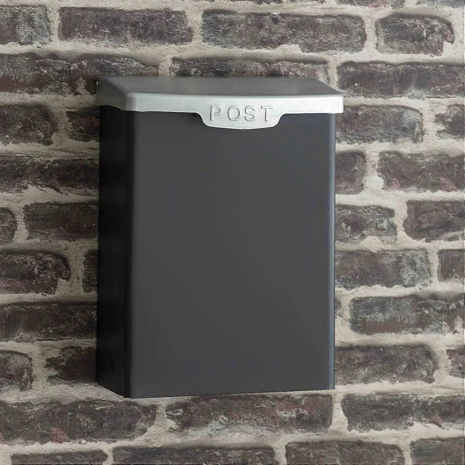 Post Box: Shipton Post Box with Galvanised Lid, Carbon