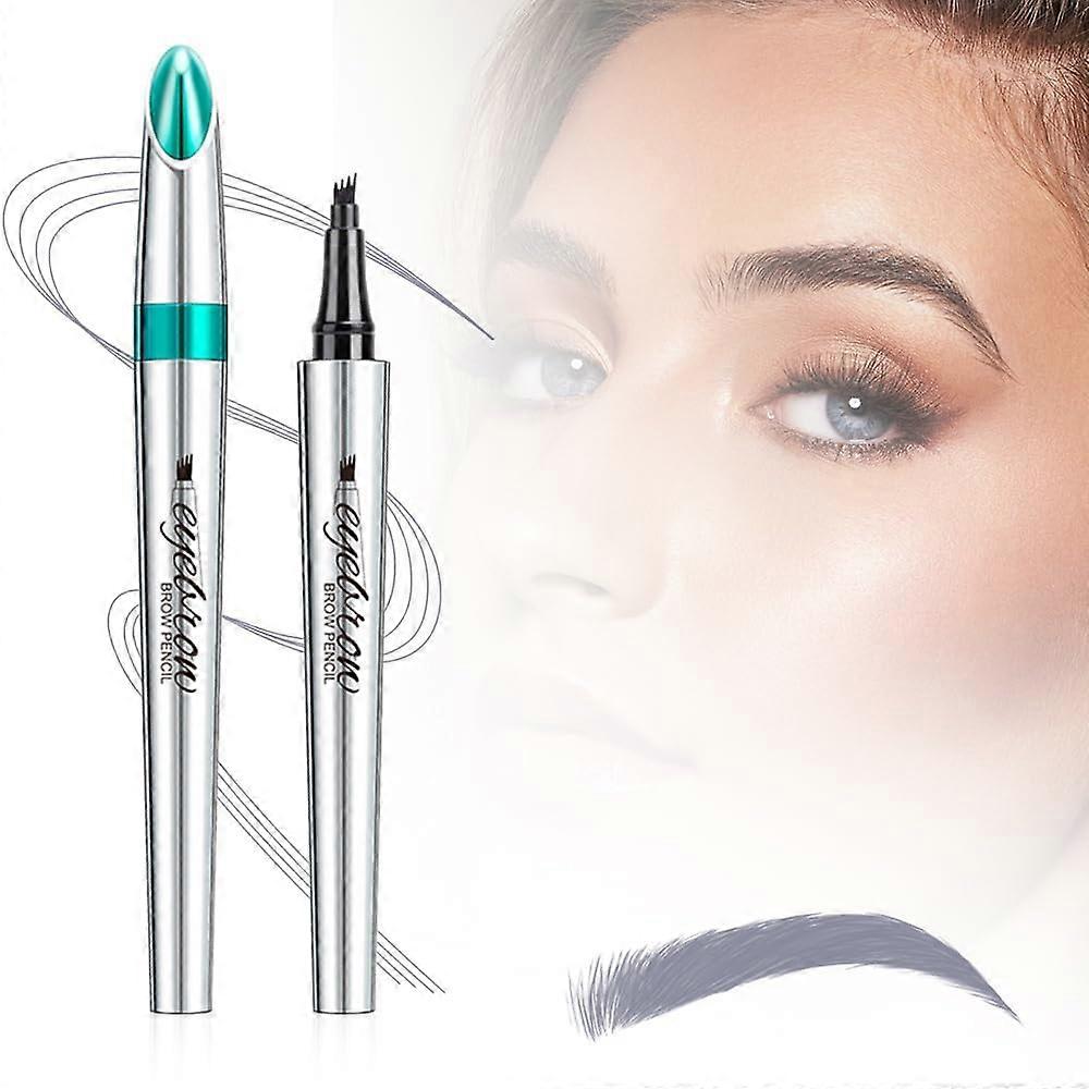Microblading Eyebrow Pencil 4Tip Precision Waterproof LongLasting Natural 3D Brow Pen Grey