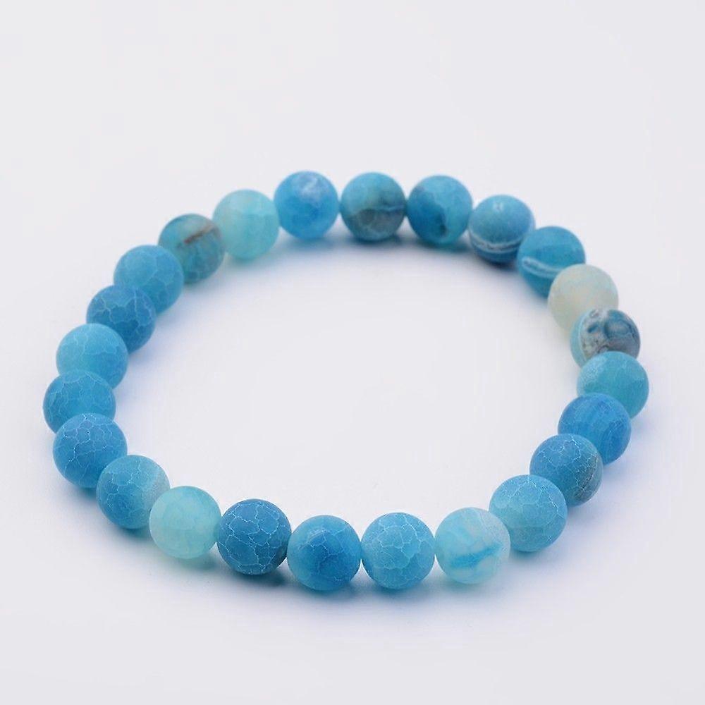 Pulseira de contas elásticas de ágata natural desgastada, azul Dodger, 50 mm (2 polegadas)