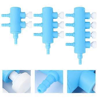 3 stuks aquarium zuurstofpomp luchtstroomverdeler ventielregeling blauw plastic
