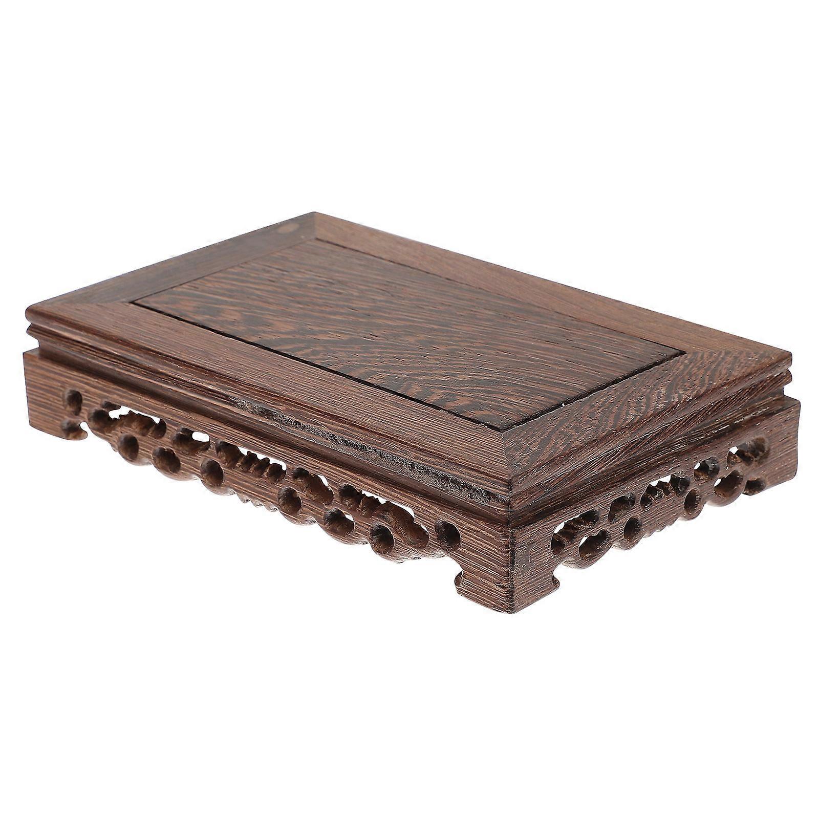 Coffee Wooden Rectangular Flowerpot Base for Display and Decoration 1Pcs