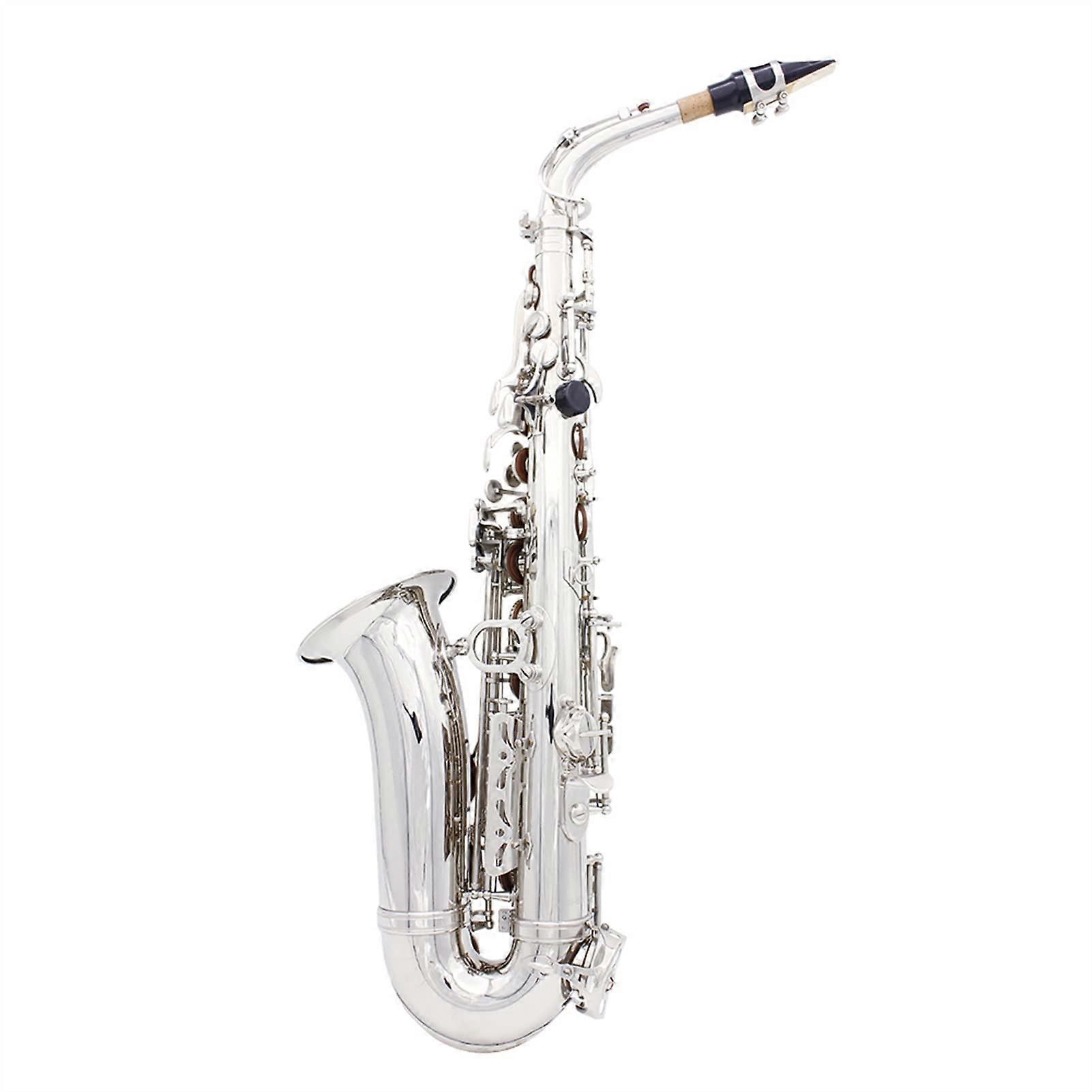 Alto Saxophone E Flat Brass Carved Pattern Silver Mouthpiece with Gloves for Consistent Performance