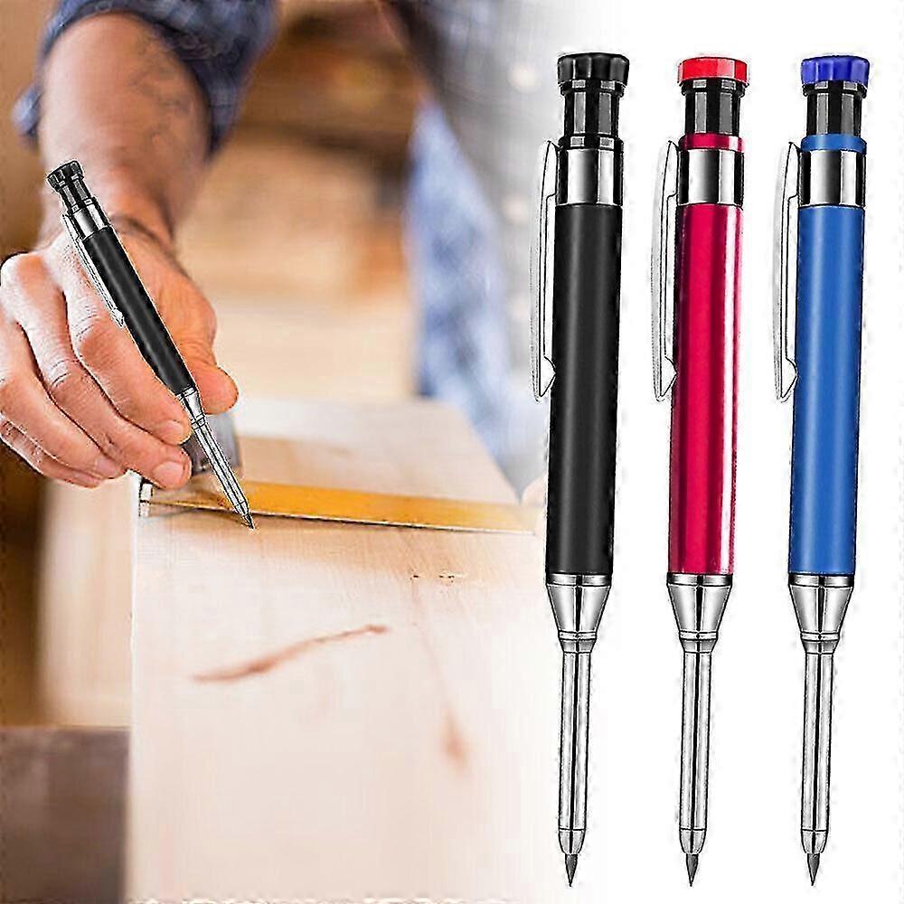 Metal Carpenter Pencil with Refill Leads Built-in Sharpener