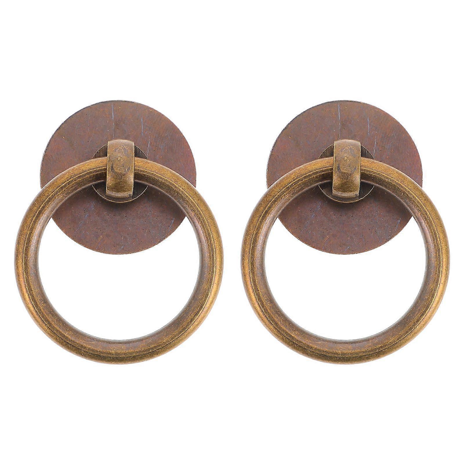 2pcs Ring Drawer Pulls Brass Cabinet Ring Handles Drop Ring Knobs for Wardrobes