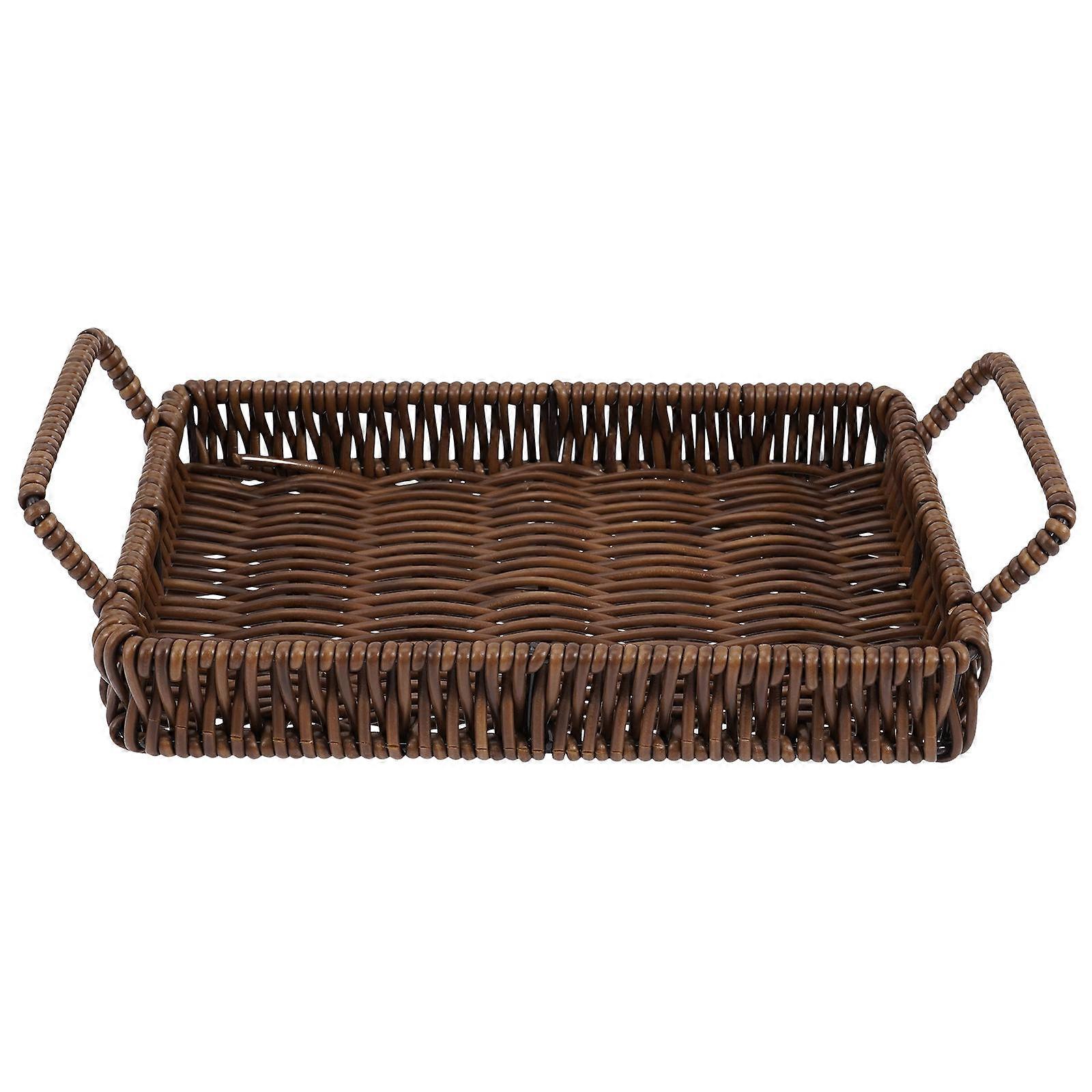 Desktop Bread Storage Basket Bread Basket Rectangular Woven Basket with Handles