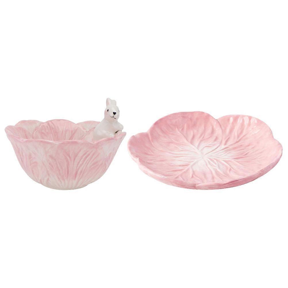 Ceramic Children Tableware Set Pink Round Practical 1 Set