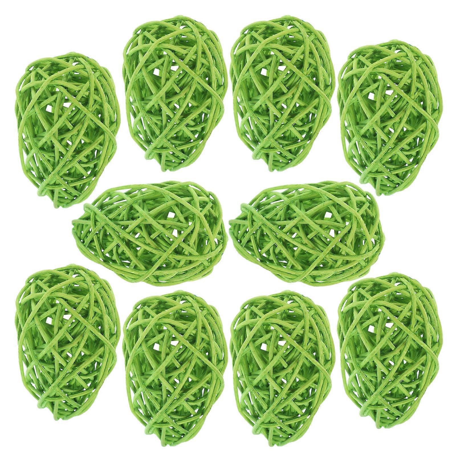 Colorful Rattan Easter Eggs for Decor 10Pcs Green Easter Egg Decorations