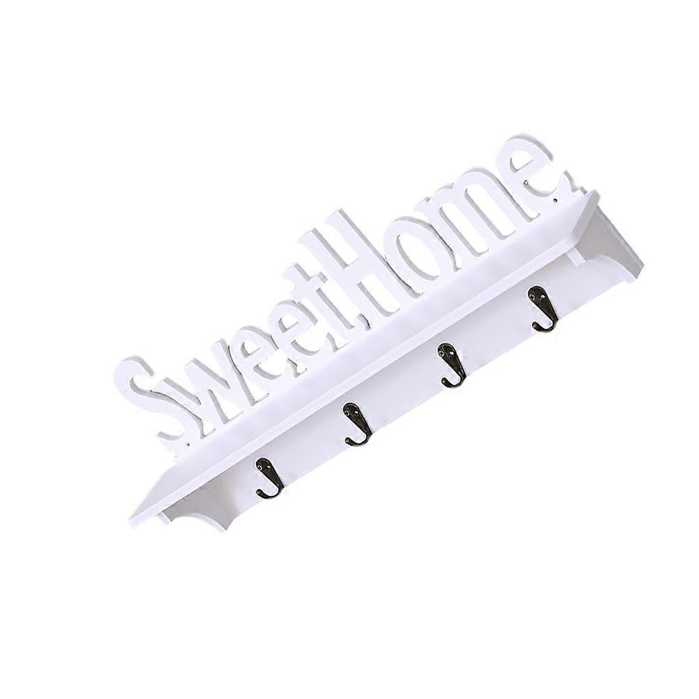 Floating Shelf with Hook Wall-Mounted Rack for Home Storage 1Pcs White