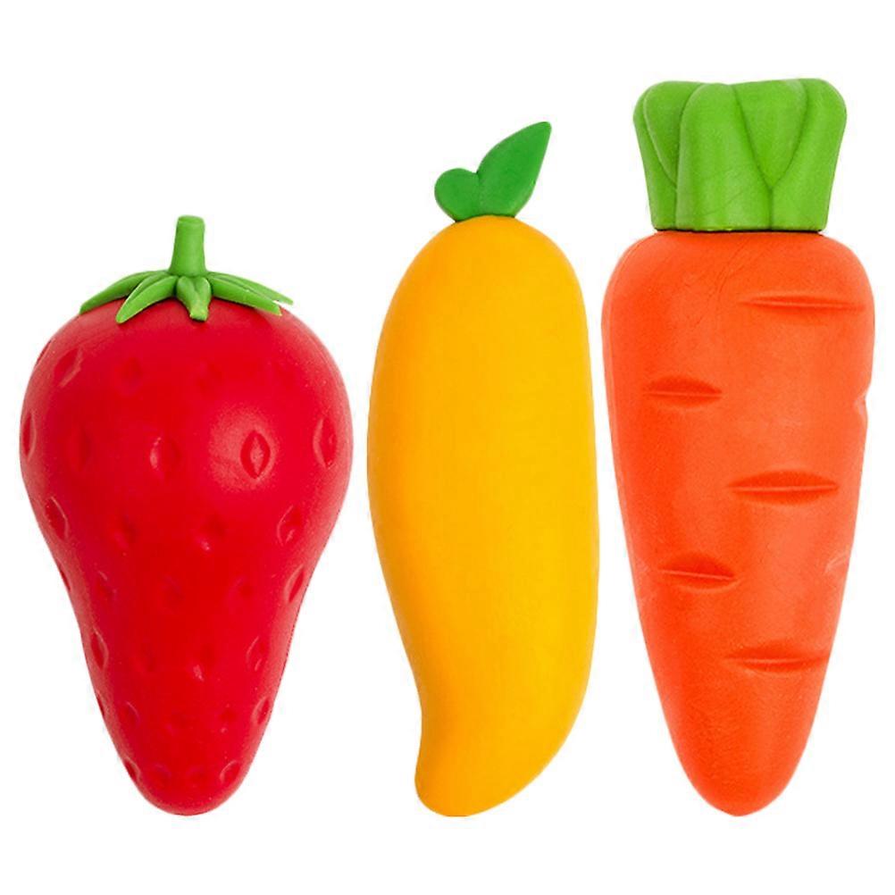 Fruit Erasers Kids Cartoon Multi-Function Mini Erasers 3Pcs for School Use