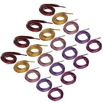 10 Pares de Cadarços de Sapato Brilhantes Planos Glitter Cadarços de Sapato Decorativos Cadarços de Sapato Coloridos