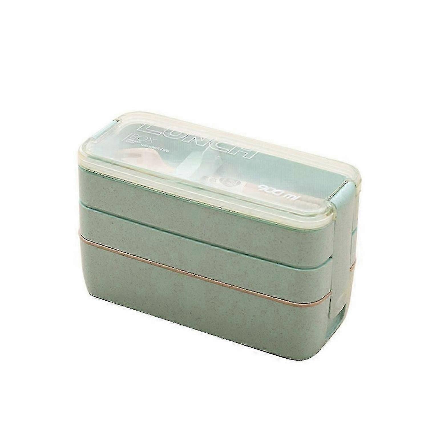 Portable Bento Box, 3-Layers Lunch Box, Green