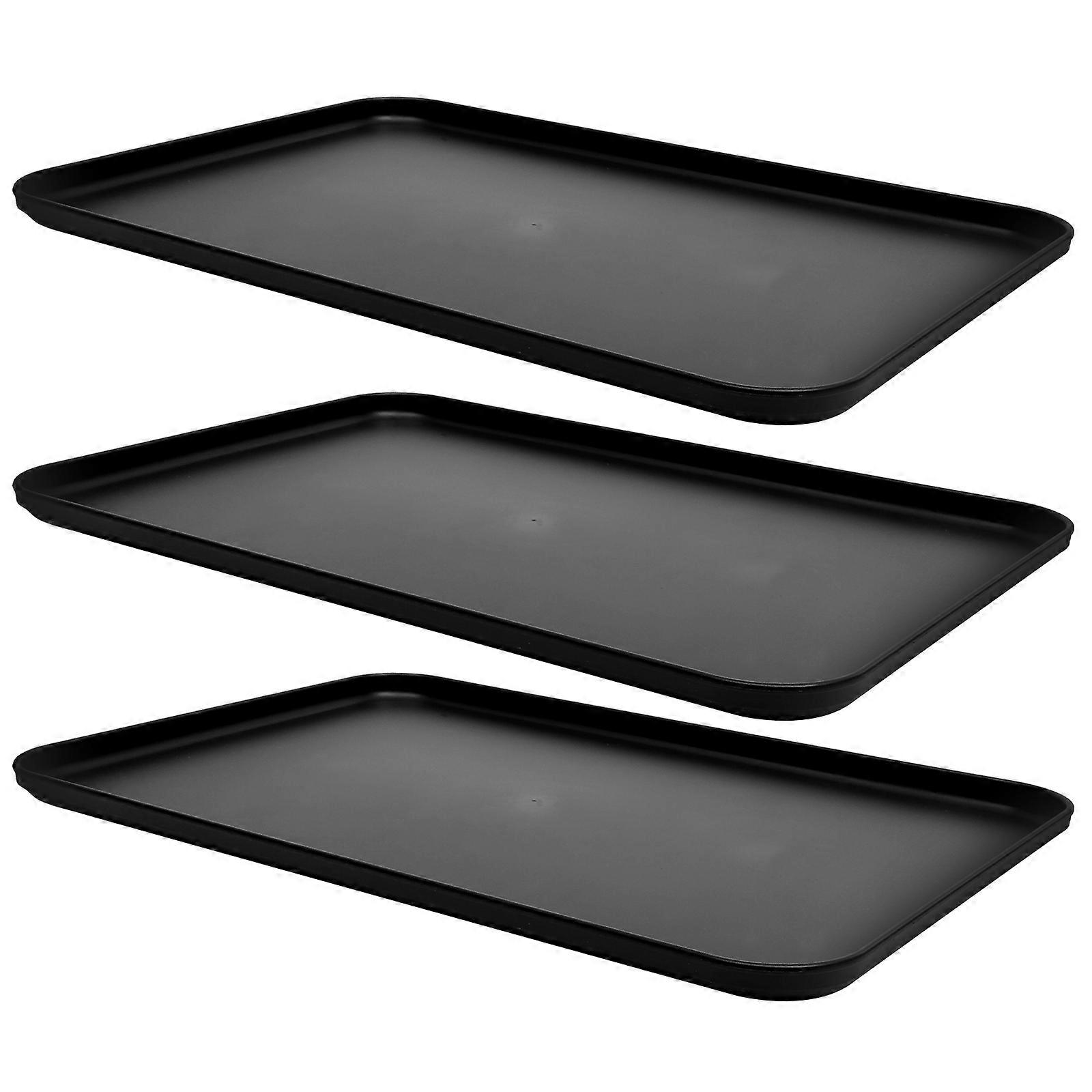3pcs Wheat Straw Serving Tray Rectangular Bread Fruit Cake Plate Party Tea Cup Serving Tray