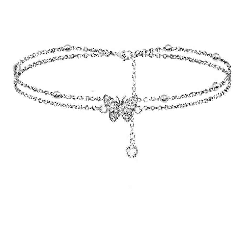 1pcs double layer Flash Butterfly Adjustable Anklet