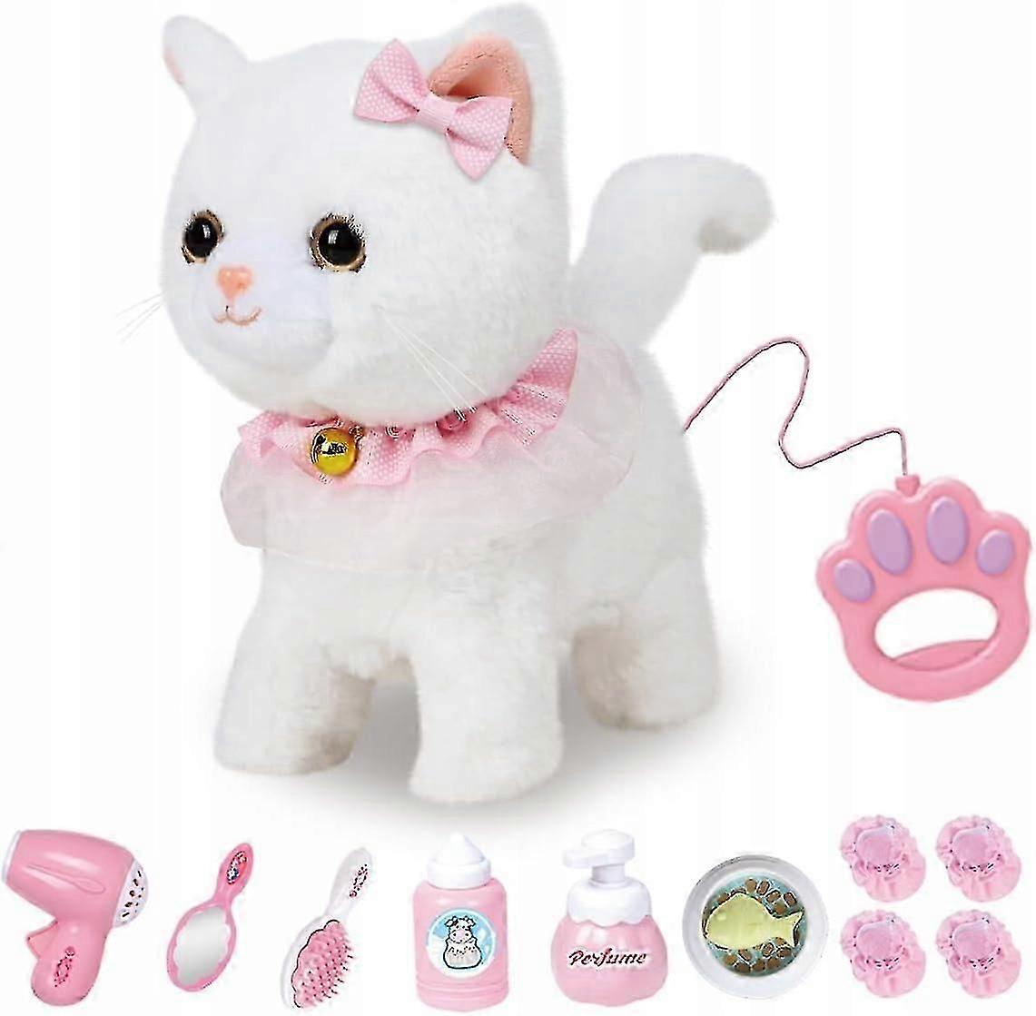 Plush Cat With Remote Control Leash, Realistic Interactive Cat