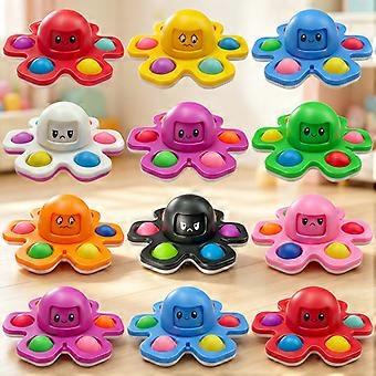 12PCS Rotatable Octopus Pop Fidget Toy, Colorful Push Pop Bubble Spinning Toy Portable Hand Held Stress Release Toy