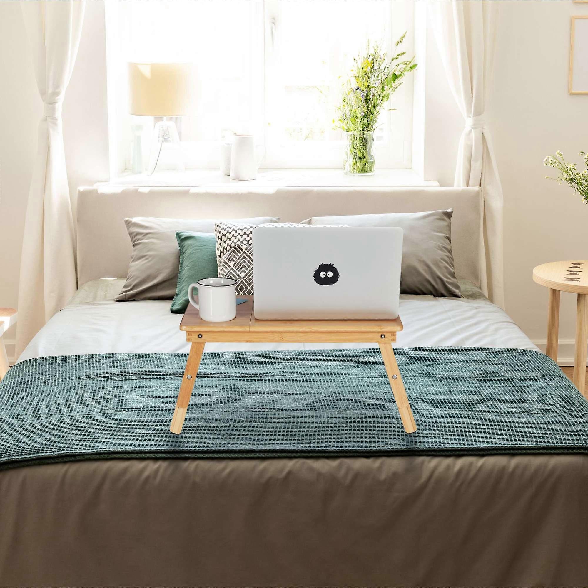 Folding bamboo laptop table