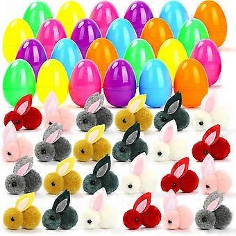 Easter Egg Hunt & Basket Stuffers: 24pcs Filled Easter Eggs with Plush Bunny Toys for Classroom Prizes