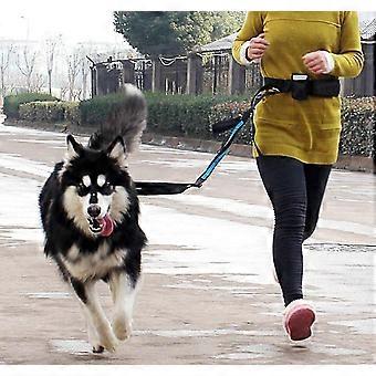 New Hands Free Dog Walking Belt Adjustable Dog Leash Waist Belt Band Pet Dog Leash Coupler With Retractable Shock Absorbing Bungee With 3 Pouches For 