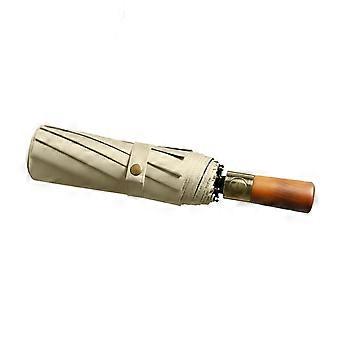 Compact Travel Umbrella Automatic Open Close Wind Resistant 12 Ribs UPF 50 Sun Rain Protection Wood Handle