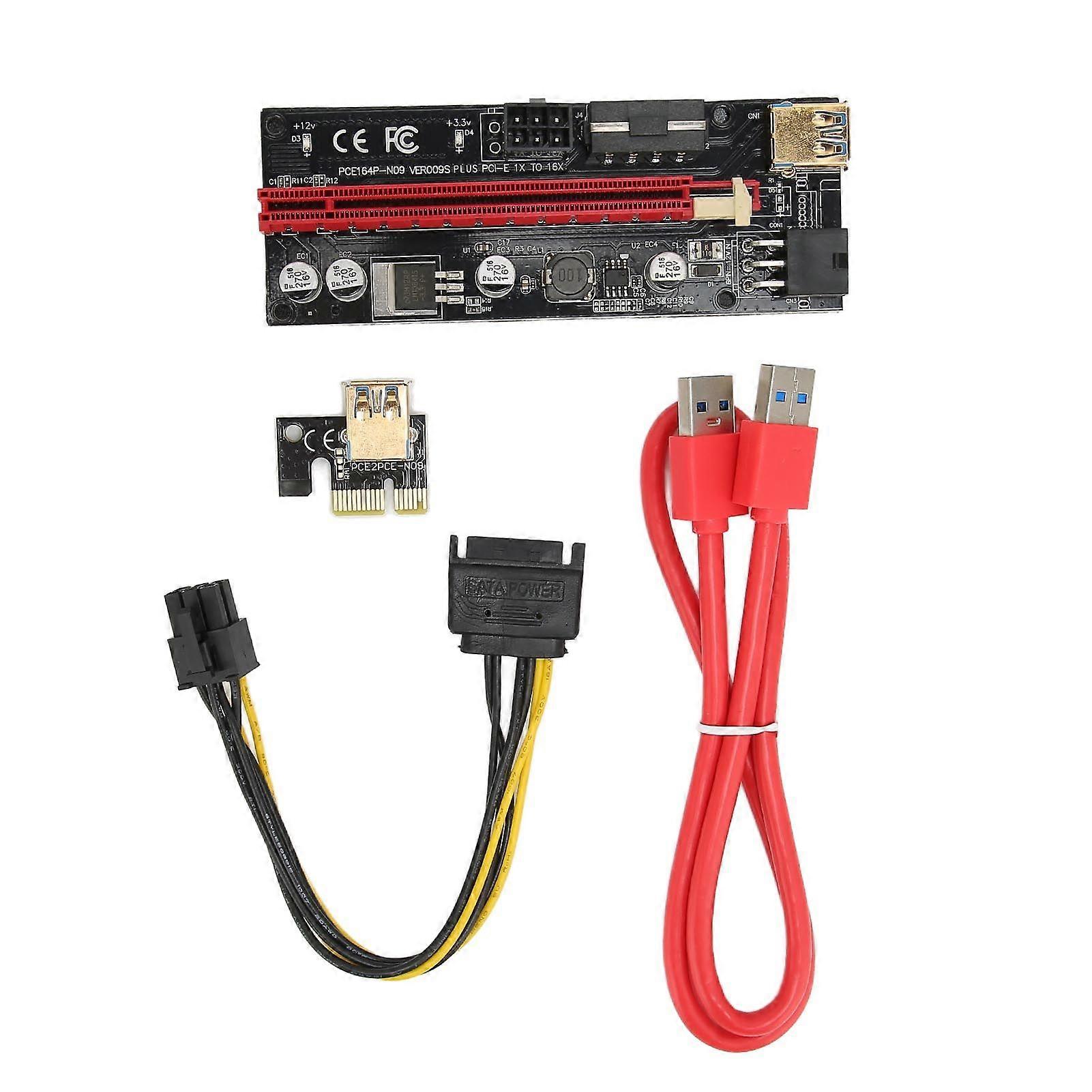PCIE 1X to 16X Riser Card 4 Solid Capacitors 6 PIN Interface USB Cable Fixed Buckle Design PCIE GPU Riser Express CableRed