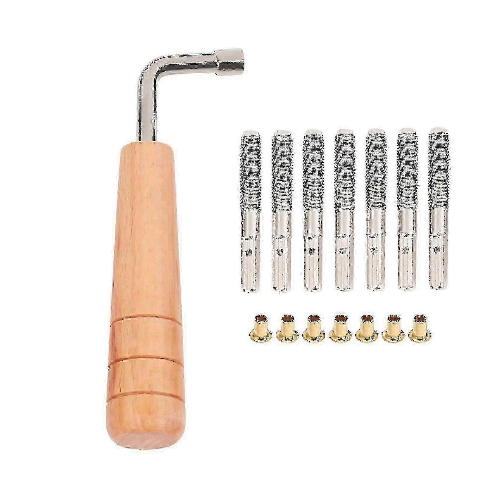 7Pcs Tuning Pins Set with L-shape Wrench Compatible with Lyre Harp Stringed Instruments