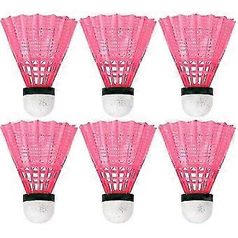 6-pack plast badmintonbollar för slitstarka sportträningsbollar för badmintonspel utomhus - rosa - XN
