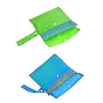 2pcs Portable Oxford Cloth Beach Toys Storage Bag with Pocket Eco-friendly