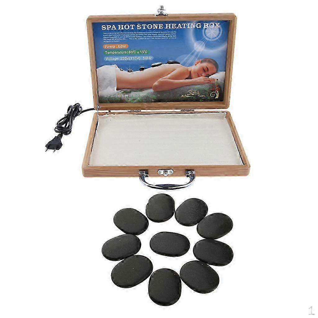 Stone Rock Heating Box Massage Warmer Case Heater Set EU Plug