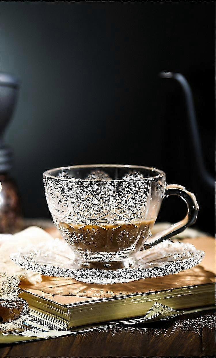Retro Sunflower Glass Tea Cup Set