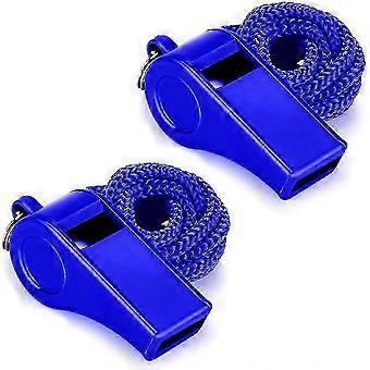 Silbatos deportivos de plástico azul (paquete de 2) con cordón, súper ruidosos, compatibles con entrenadores.