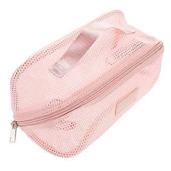 Trousse de rangement maquillage en filet avec compartiments, lot de 4, rose