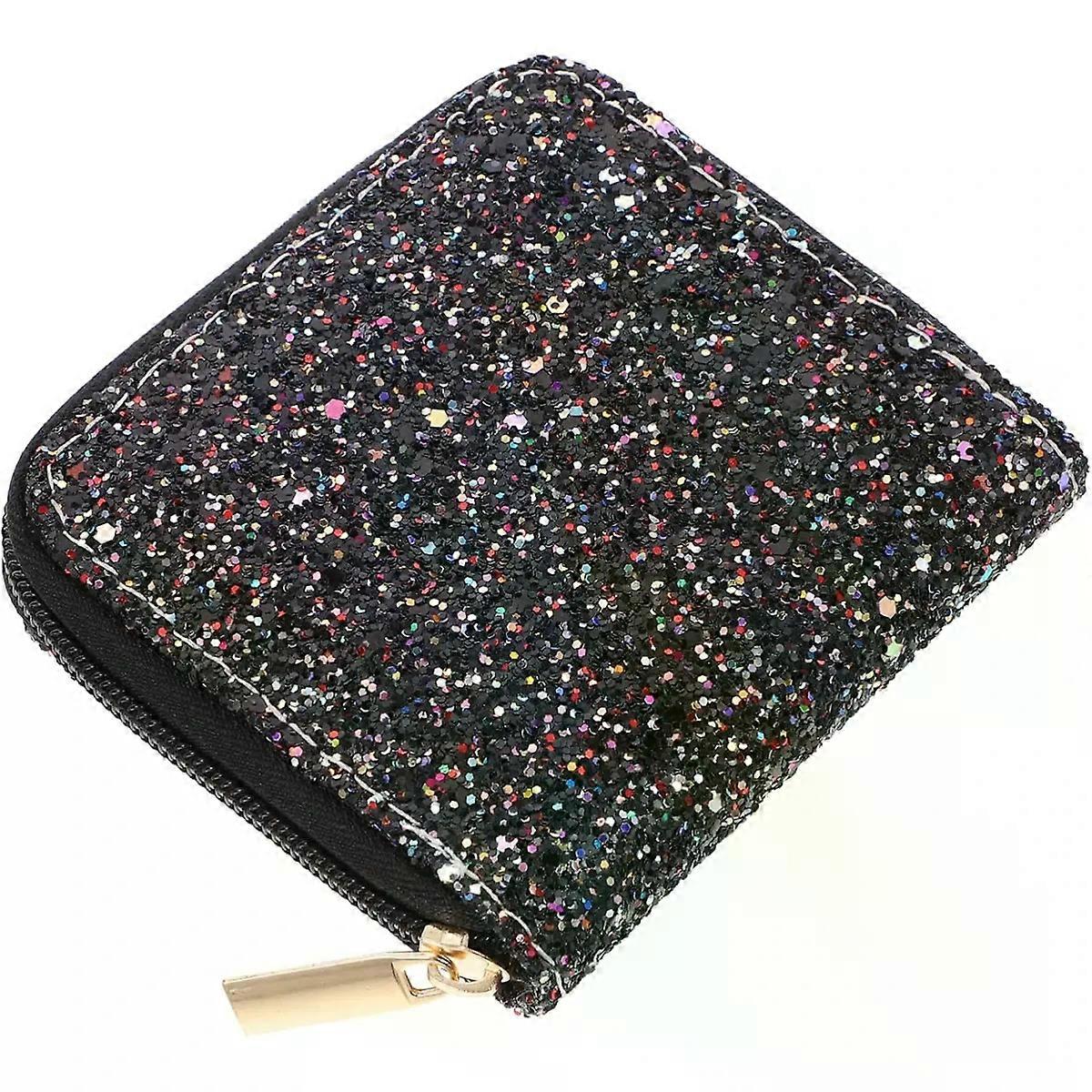 Silver Sequin Coin Pouch Pu Leather Portable Mini Wallet
