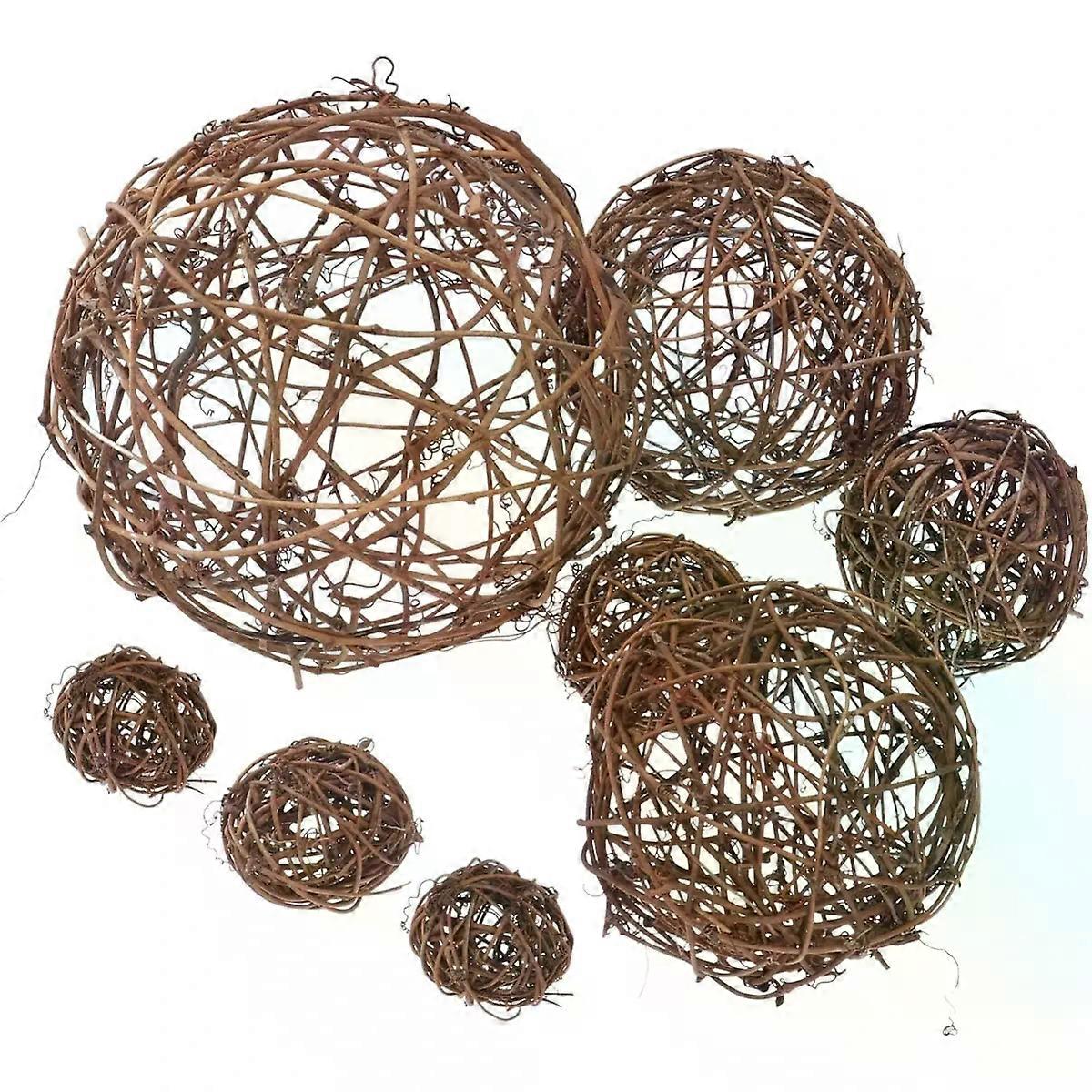 8pcs Rattan Balls Decorative Wicker Orbs, Assorted Sizes