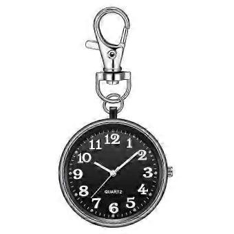 Clip on Pocket Watch Quartz Pocket Watch with Key Buckle Hanging Digital Watch Clip compatible withNurses Doctors Black+Black Seasonal Party Accessory