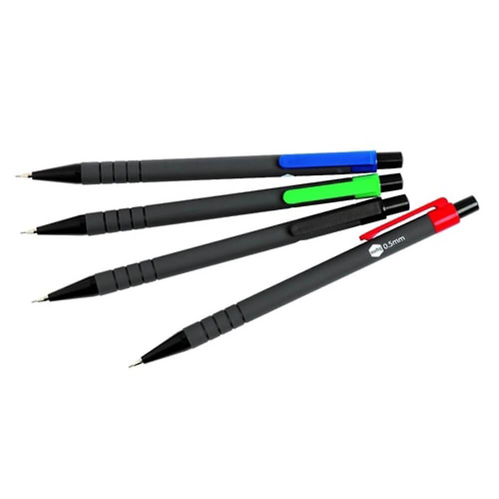 Marbig Stylish Mechanical Pencil Cushioned Grip With Eraser 0.5mm Assorted 12pk