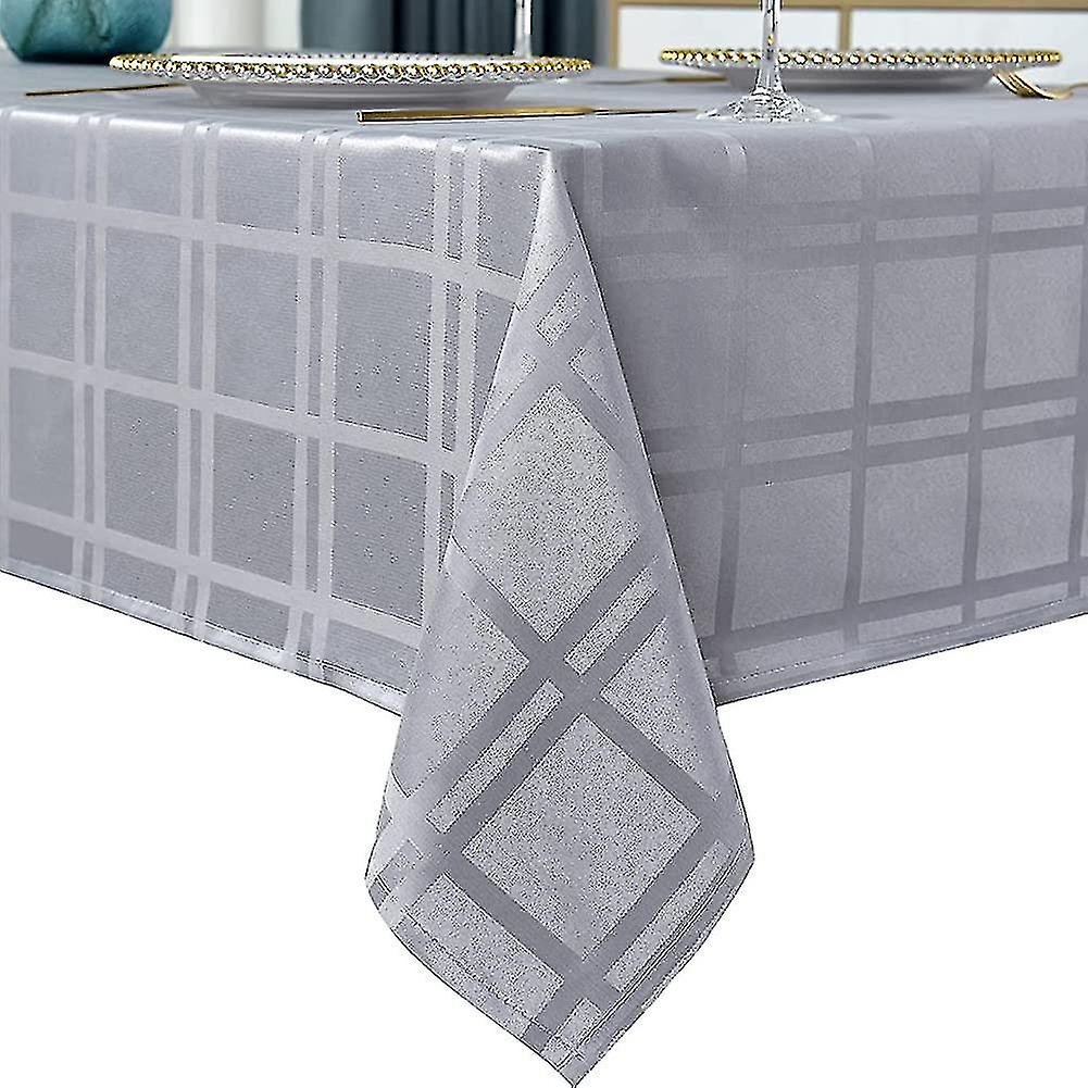 Rectangle Tablecloth Plaid Style Polyester Table Cloth Spillproof Wrinkle