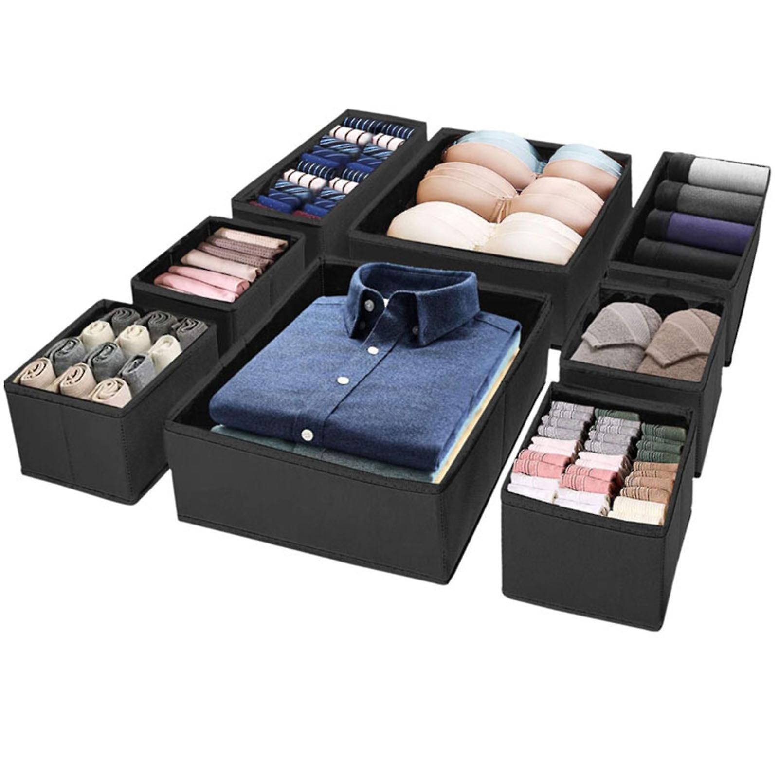 8pcs Clothes Organizer Multi Grids Divider Storage Box Set