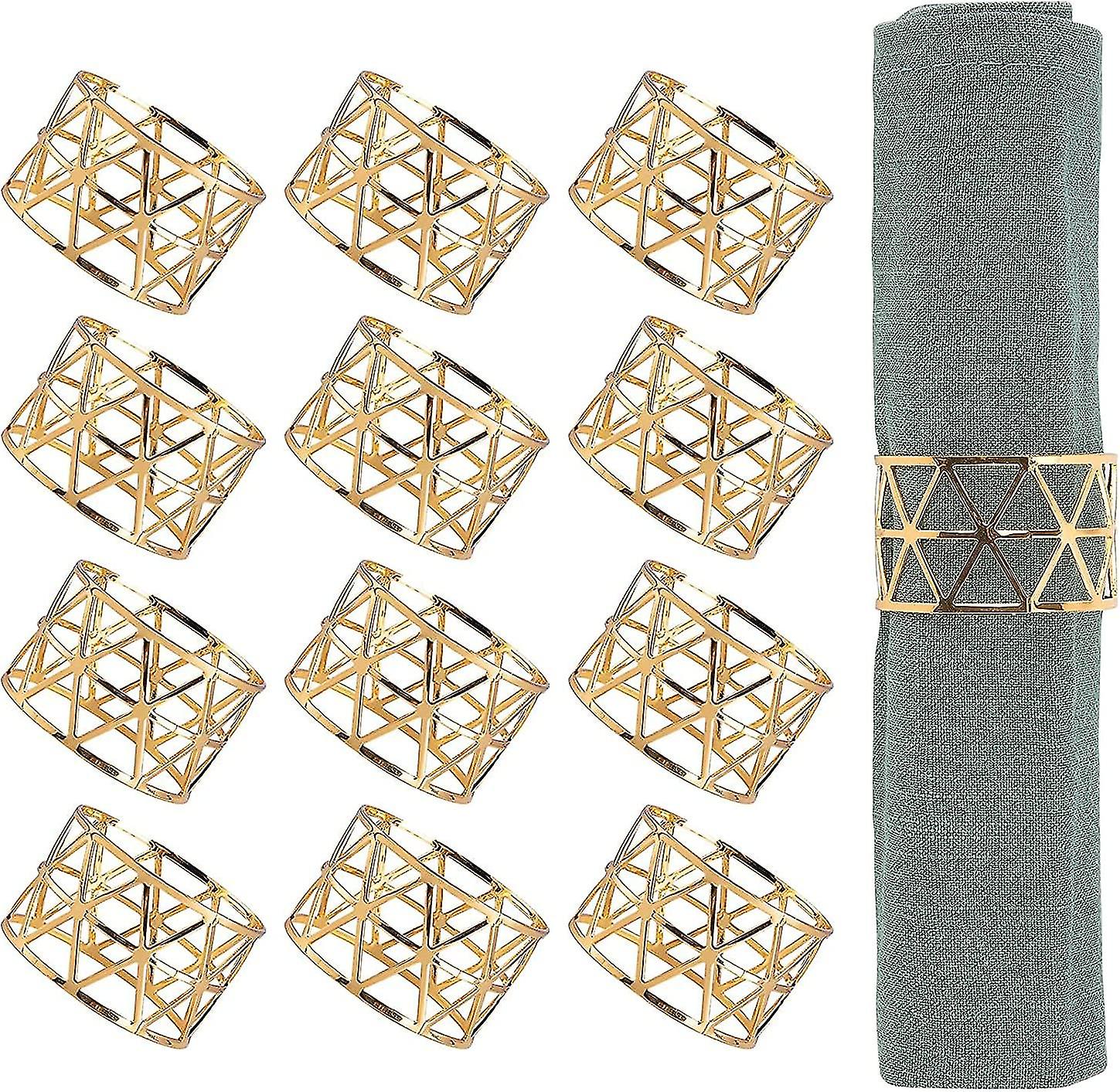 12 Pcs - Gold Napkin Rings, Table Decorations