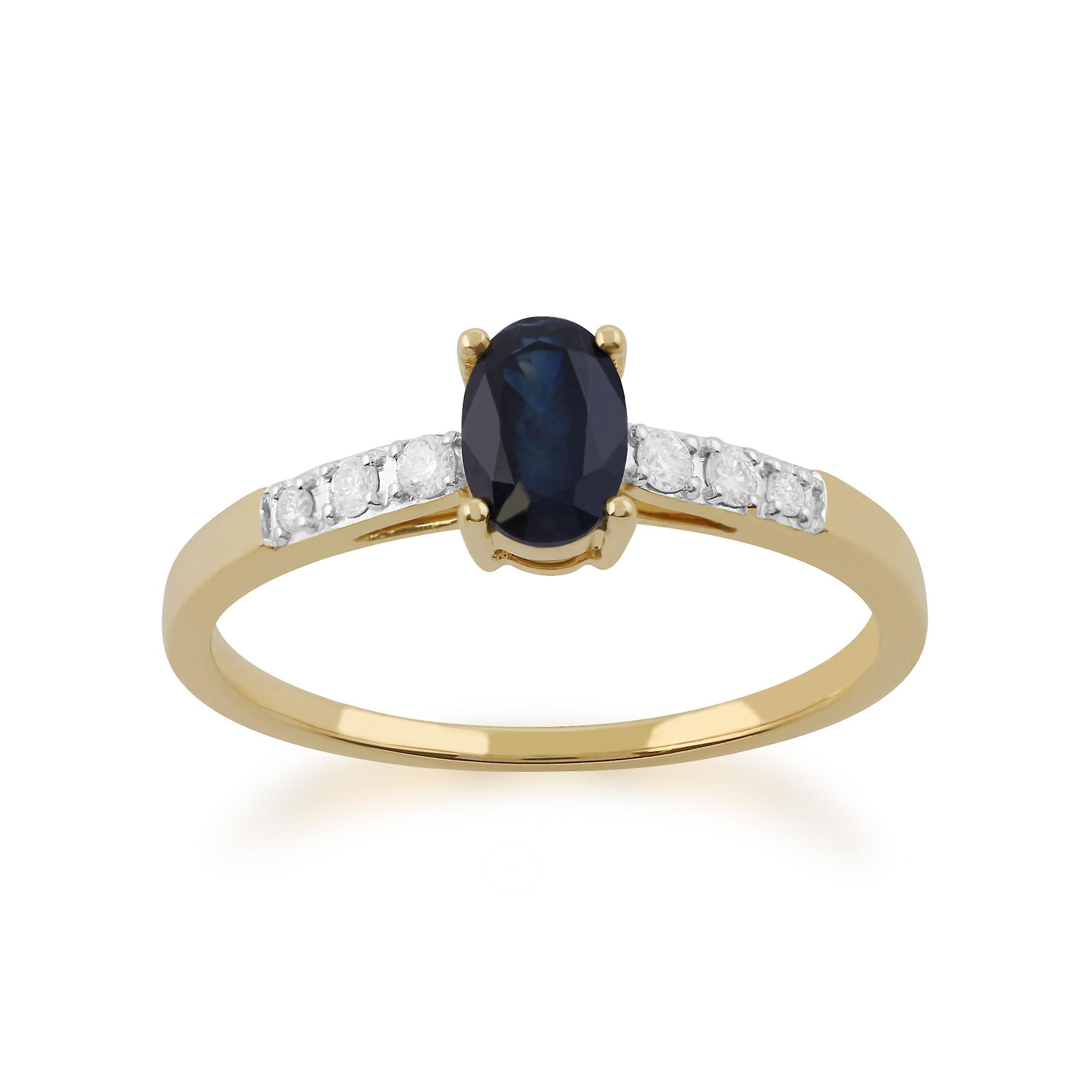 Gemondo 9ct Jaune Or Saphir & Diamond Oval Cut Solitaire Ring 135R1500019