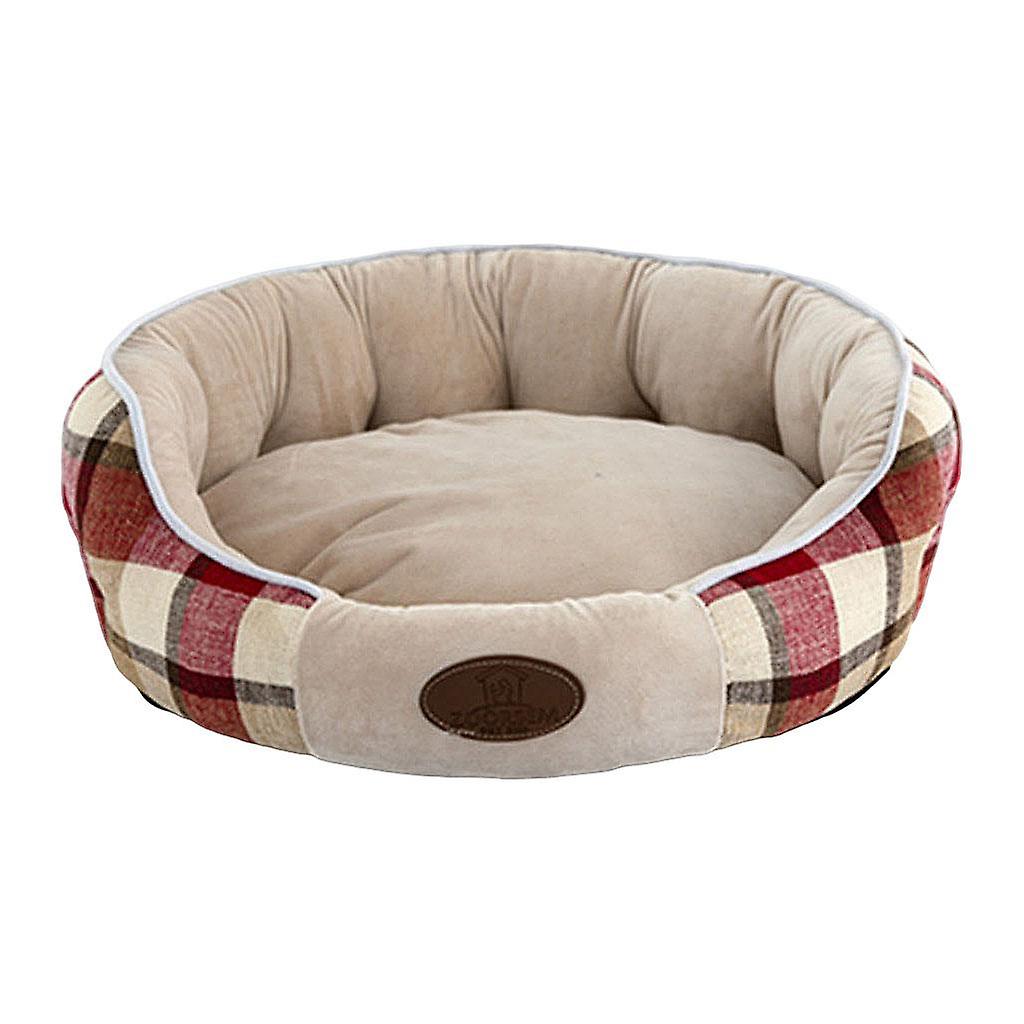 Warm Lattice Cats Dogs Bed Short Plush Lattice Home Fabric for Puppy red