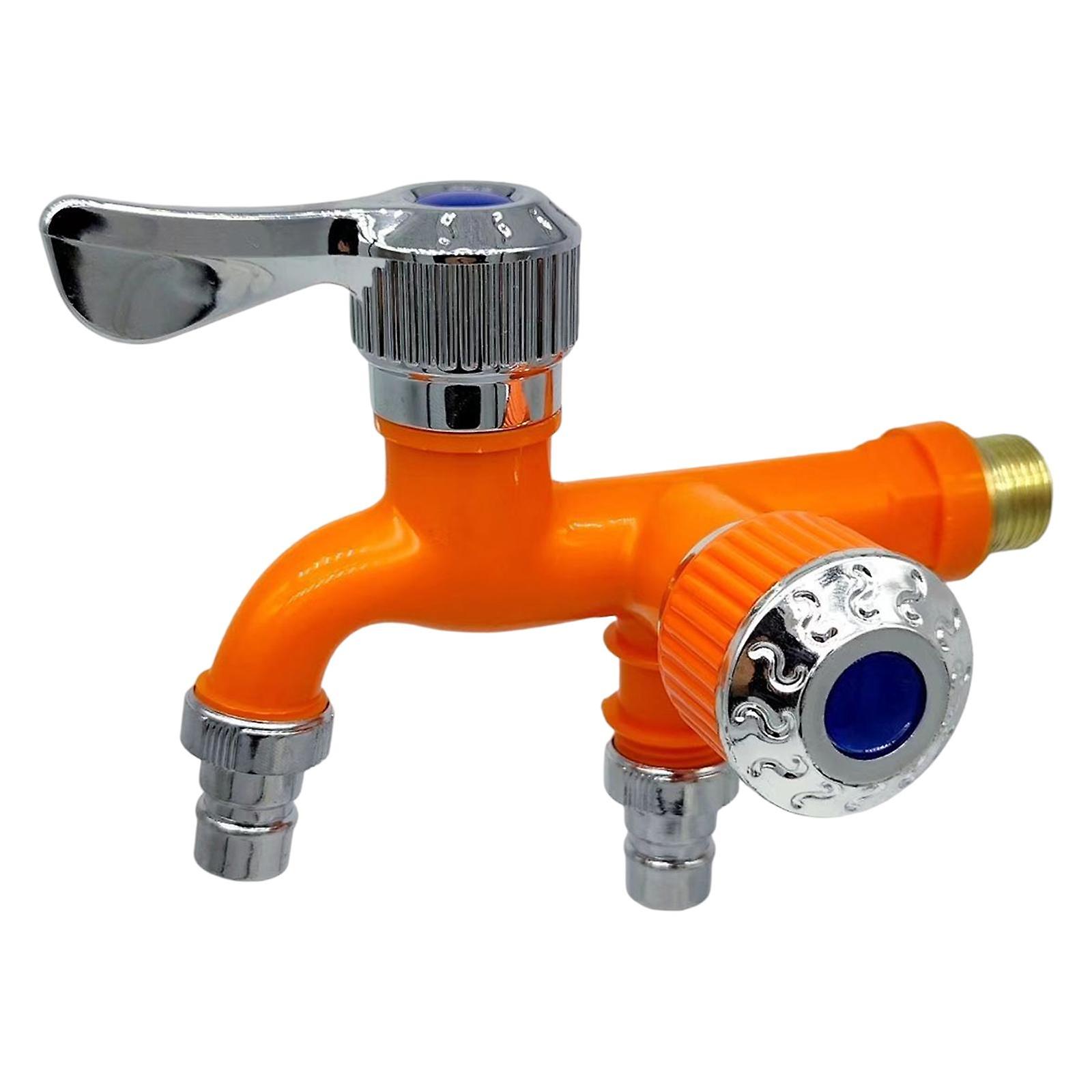 Plastic Double Tap with Outlet Valve 1/2 inch Interface Tool  Orange