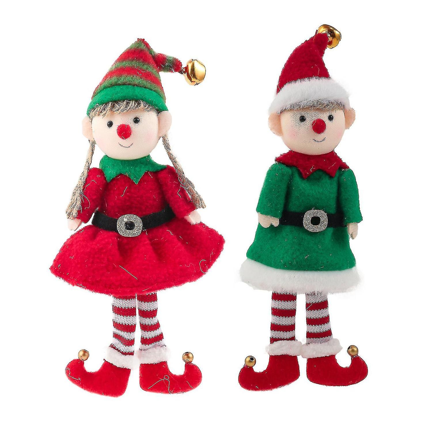 Männer süße Elf Puppe Anhänger Christbaumschmuck2pcs grünrot