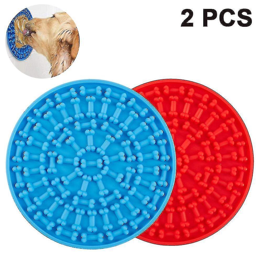 2packblue+reddog Lick Pad Slow Feeder Lick Mat