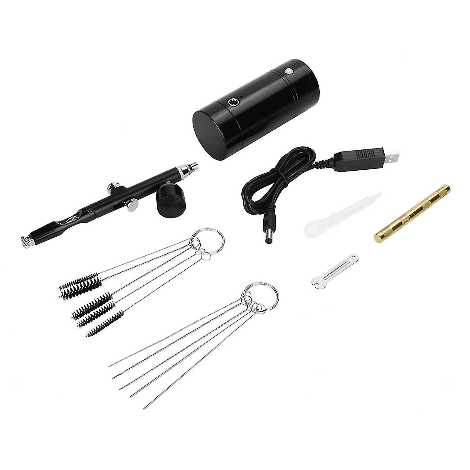 0.3Mm φορητό Airbrush Air Compressor τατουάζ πρόσωπο ζωγραφική ζωγραφική ψεκασμού πιστόλι κιτ (μαύρο)