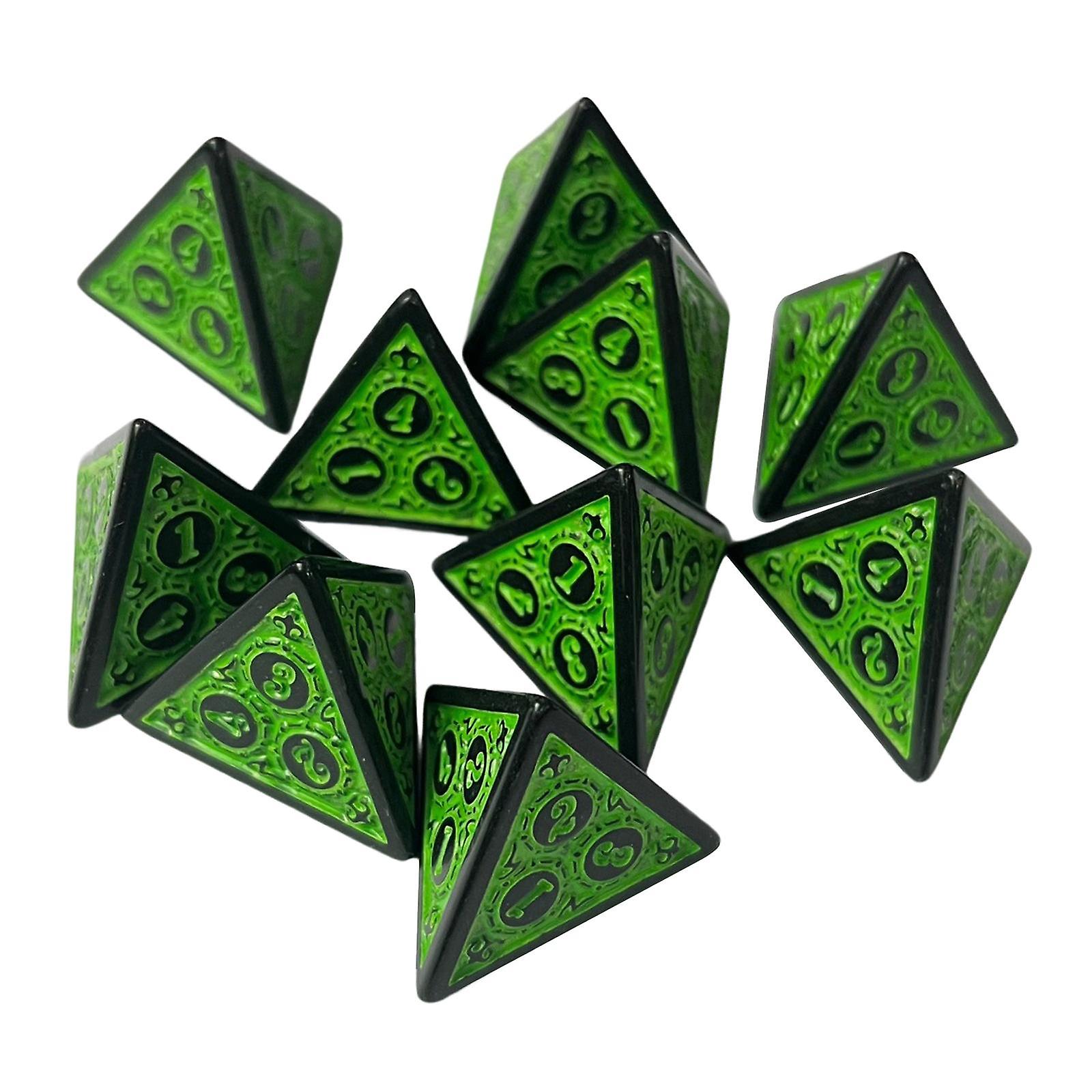 10 Stück Acryl D4 Würfel Polyedrische Würfel Set für Kartenspiele Mathe Unterricht Grün
