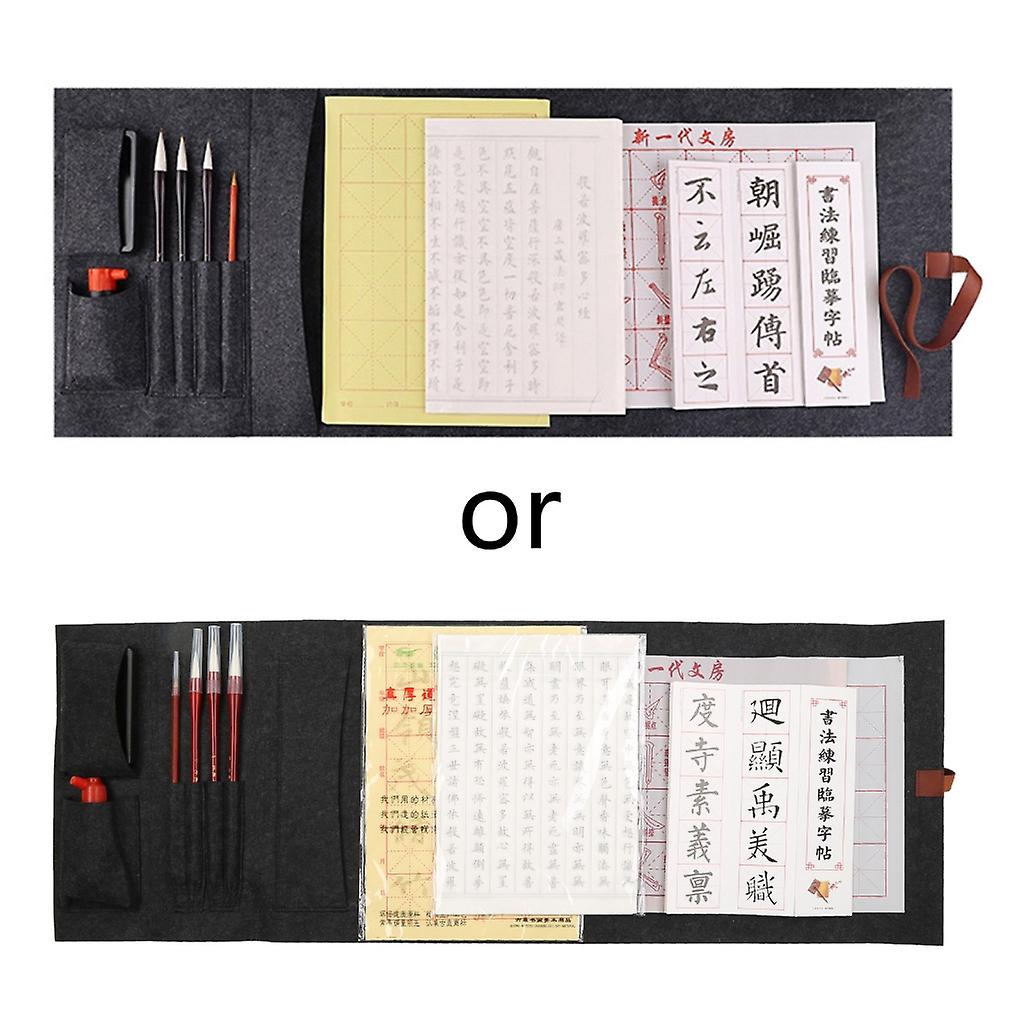 Pro Beginners Calligraphy Brushes Set Rice Papers Copybooks Regular Scripts Kit