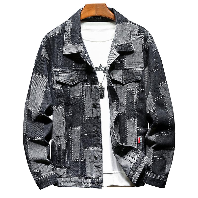 Nouveau printemps automne Veste en denim pour hommes Noir Casual Mode Classique Sty